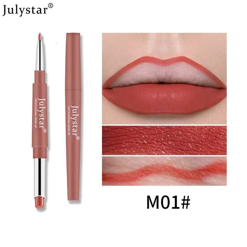 12 Color Matte Lipstick Liner 2 In 1 Velvet Makeup Lipsticks Long Lasting Durable Waterproof Red Lipliners Lips Make Up happy