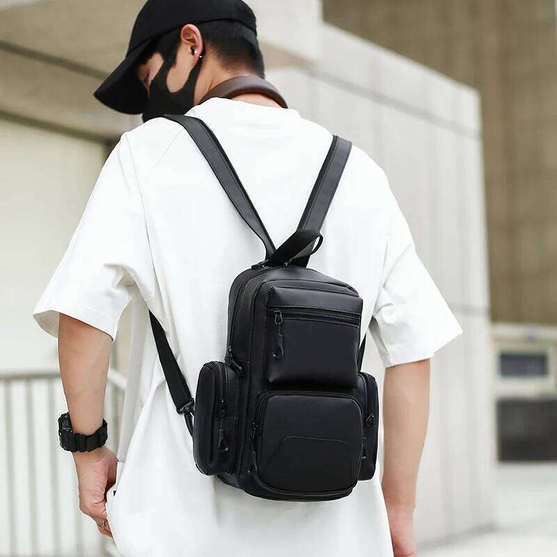 Men Solid Color Oxford Men's Mini Multifunctional Chest Shoulder Crossbody Bag Waterproof Backpack