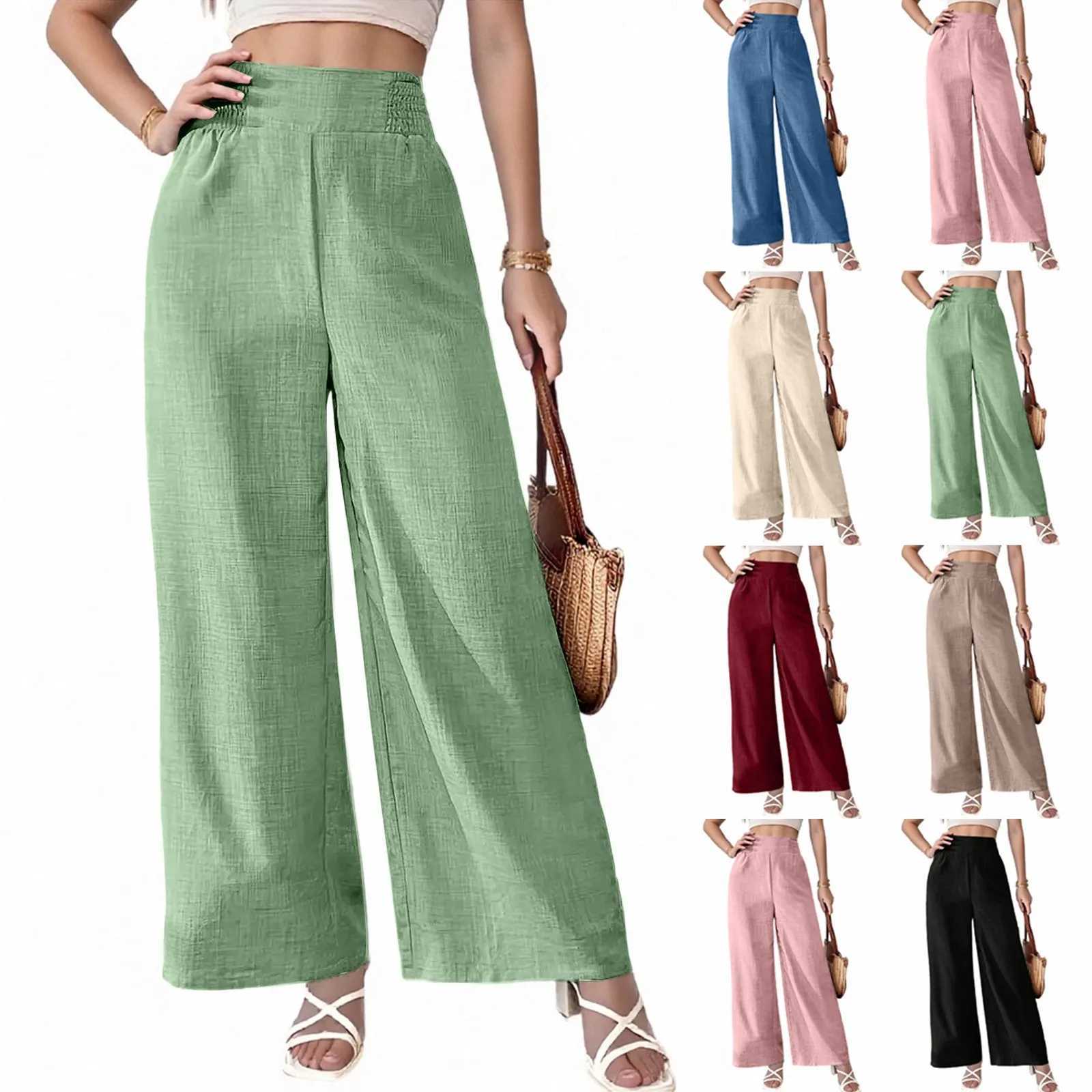 Womens Summer Thin Twill Pants Versatile Casual Wide-Leg Trousers Solid Color High-Waist Straight Pants Breathable Sweatpants XJ250616