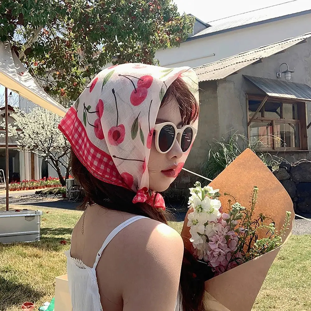 Flower Printed Headscarf Gentle INS Style Sun Protection Headband Towel French Pastoral Style Headband Women 250610