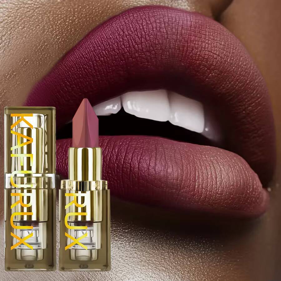6 Color Glitter Two-tone Lipstick Purple Black Matte1pc Lipsticks Cosmetics Easy to use Tint Makeup Lip Beauty Red Pigment happy