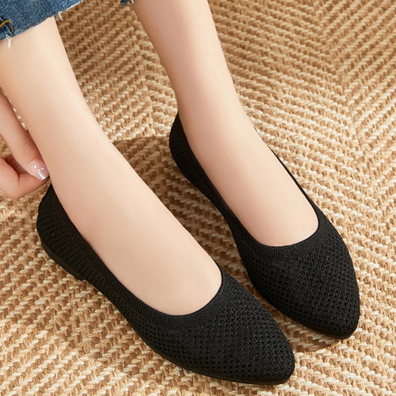 Womens Soft Sole Knitted Loafers Lightweight Non Slip Flat Slip On Shoes Woman Comfortable Breathable Casual Walking Shoes 250613