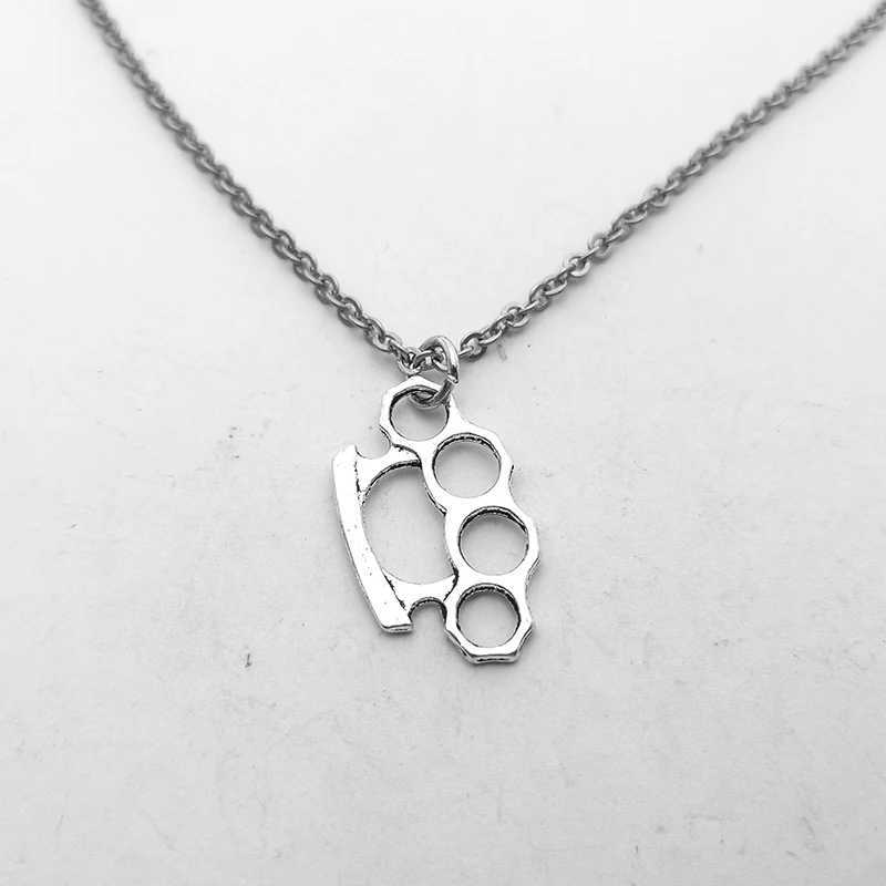 Brass Knuckles Pendant Necklace for Women Men Neck Chain Vintage Summer Gothic Goth Jewelry Trend 2022 Accessories Holiday Gifts W250616