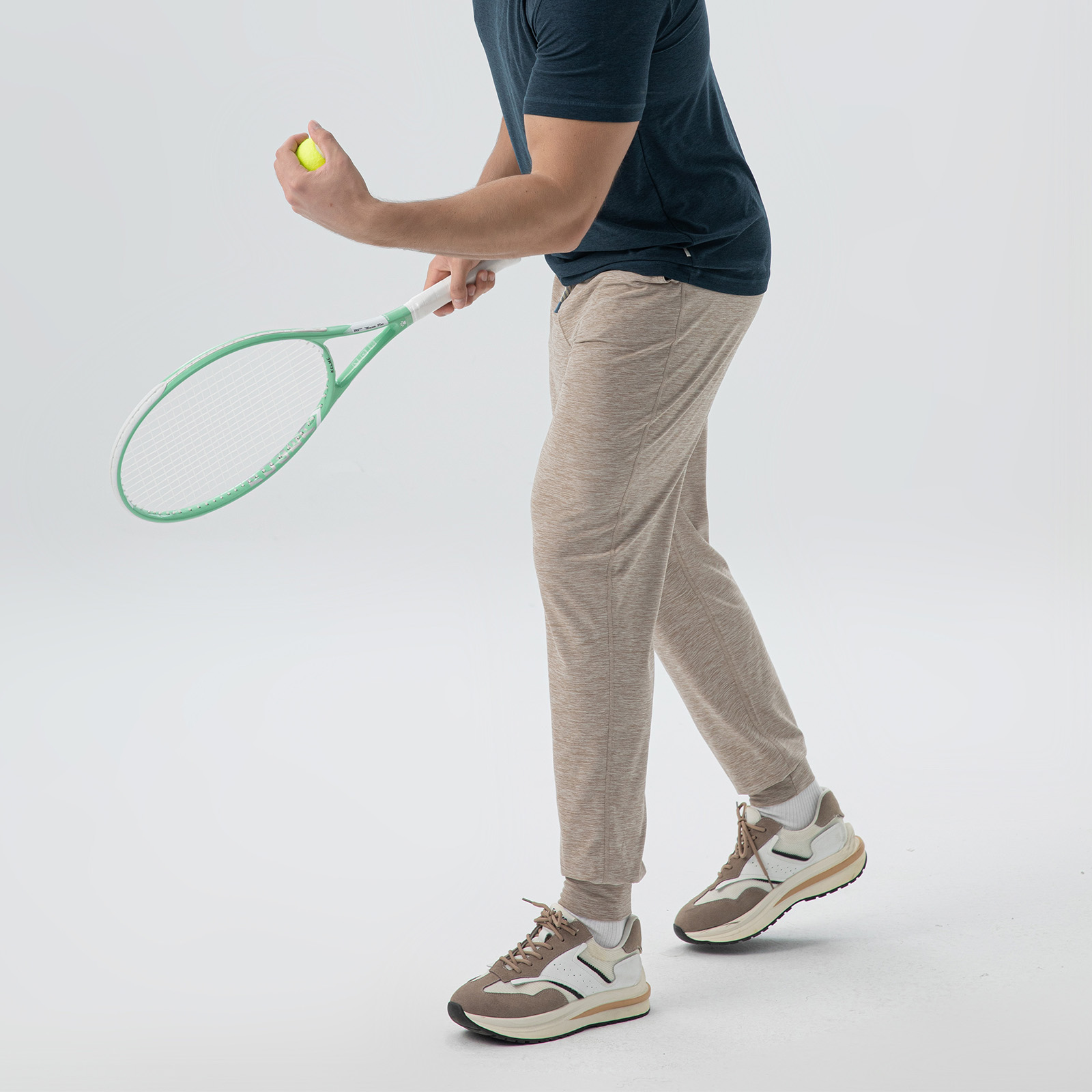 Breathable Men's Heather Grey Linen-Mix Denim Bottoms: Durable Everyday Wear