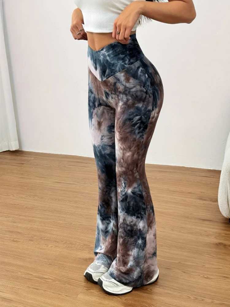 Womens Casual Slim Fit Pants Spring And Summer New Popular Printed Color Blocked High Waisted Womens Fashionable Flared PantsXJ250616