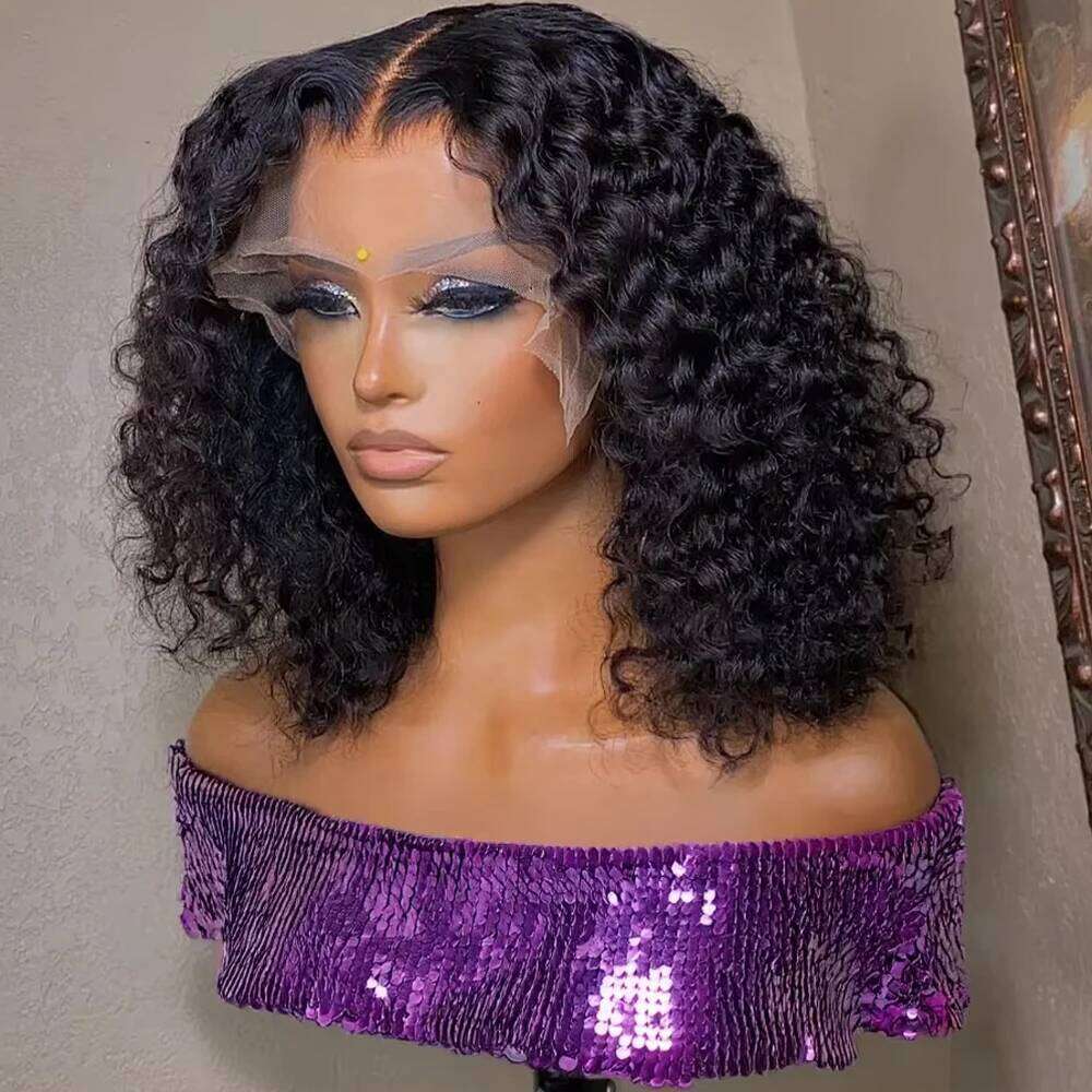 250 Density Curly Short Bob Human Hair Wigs 13x4 13X6 HD Frontal Brazilian Deep Wave 5x1 4x4 Lace Closure Wig For Women