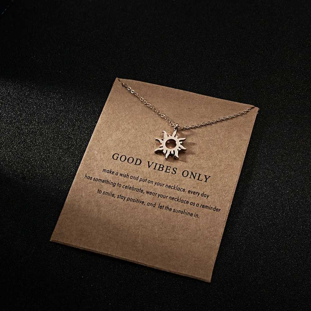 Rinhoo Fashion Sun Necklaces Pendants Gold Color Alloy Pendant Necklace Card Jewelry For Women Girl Jewelry Birthday Gift W250616