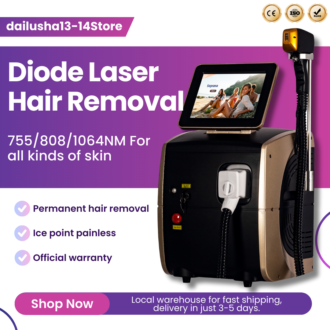 Latest Diode Laser Hair Removal Device Three Wavelength Long Power, High Configuration Painless Permanent 808nm 1064nm 755nm