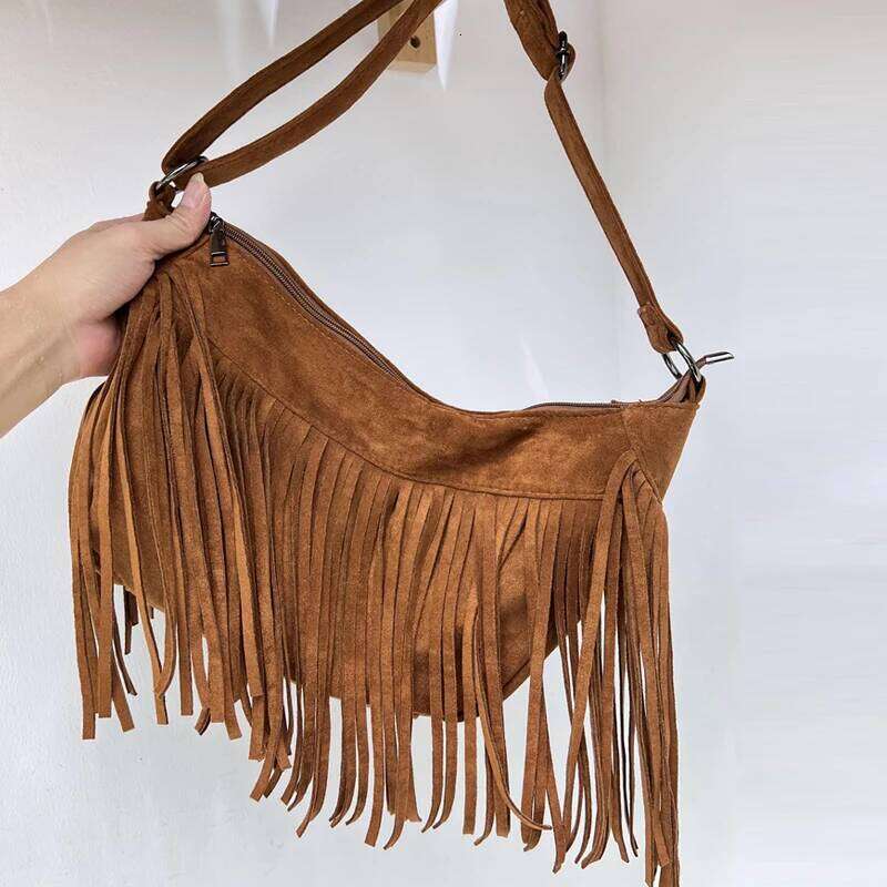 Women's Bags Designer Bohemian Hobos Bags For Women Designer Handbags Purse 2023 New In Faux Suede Vintage Tassel Decoration Shoulder Messenger