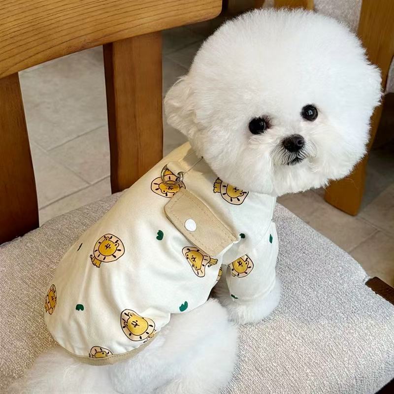 T479Pet T-shirts Spring and Summer Thin Teddy Bichon Pomeranian Yorkshire Terrier Small Puppy Can Pull Cats and Dogs Clothes