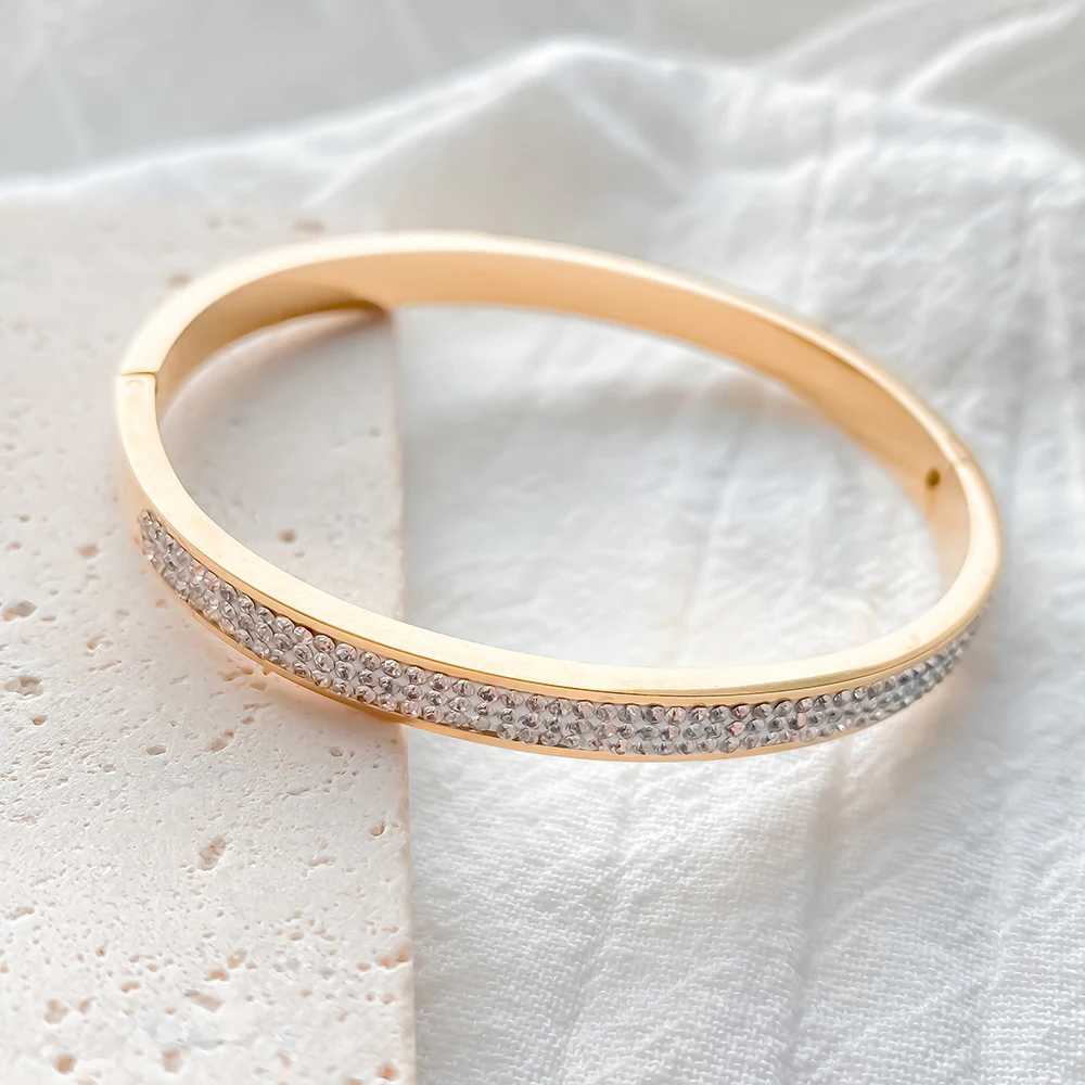 eManco Stainless Steel Gold-Plated Ladies Girls Trend Waterproof Jewelry Luxury Rhinestone Bangle Factory Direct Z250616