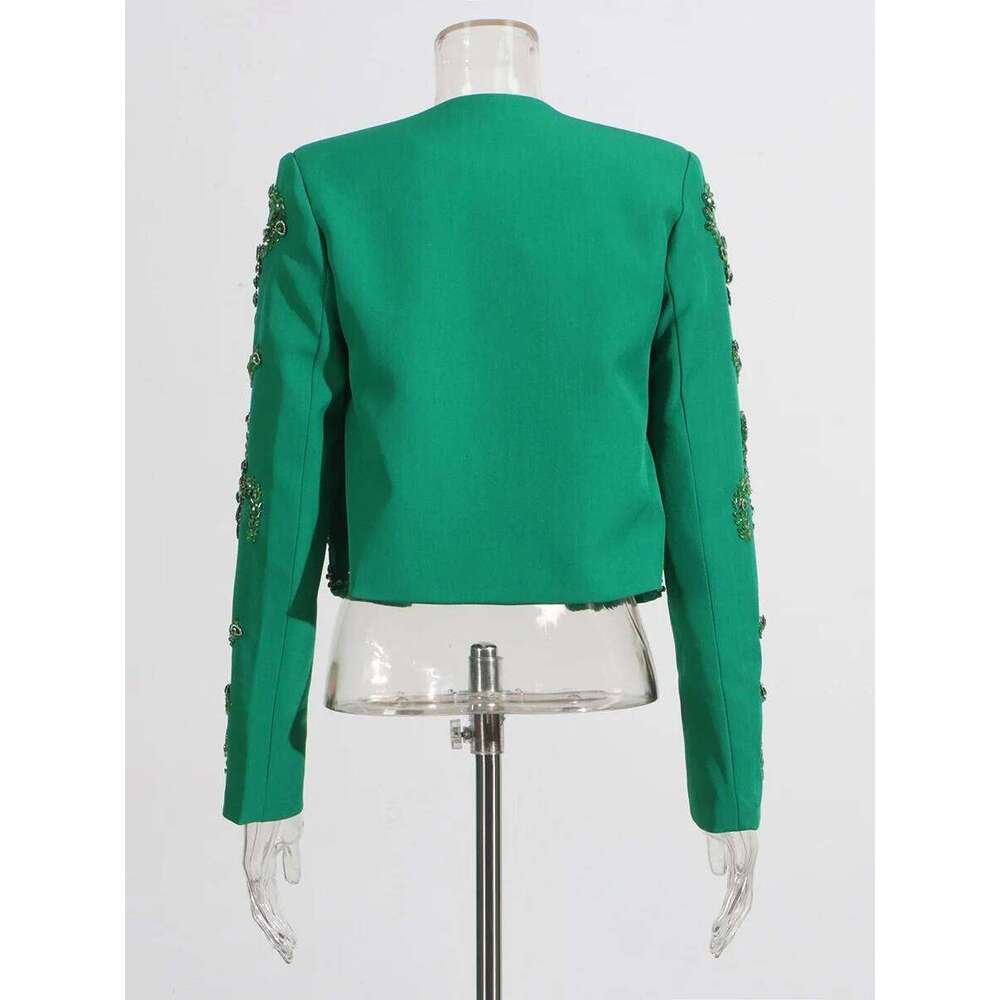 CHICEVER Runway Style Spliced Dias Jackets for Women O Neck Long Sleeve Temperament Slimming Cardiagan Coat Female Fashion