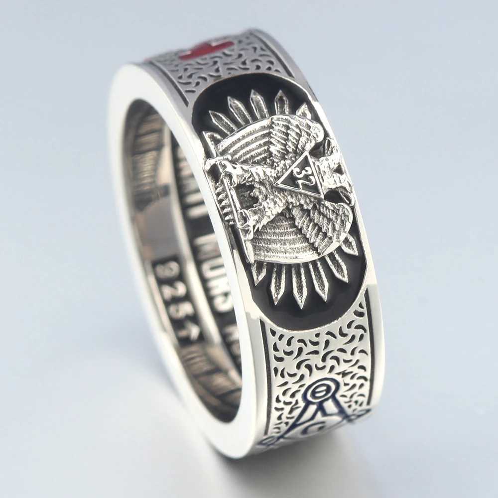 Customade Scottish Rite Master Mason Masonic 32 Degree Double Eagle Dropshipping Sterling Silver Ring R250616