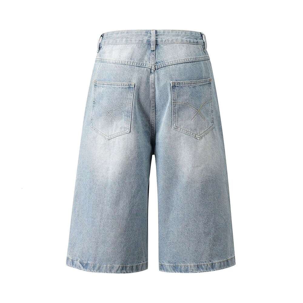 25FW New Men's Denim Summer Ins Trendy Five-Point Loose Casual Ripped Shorts