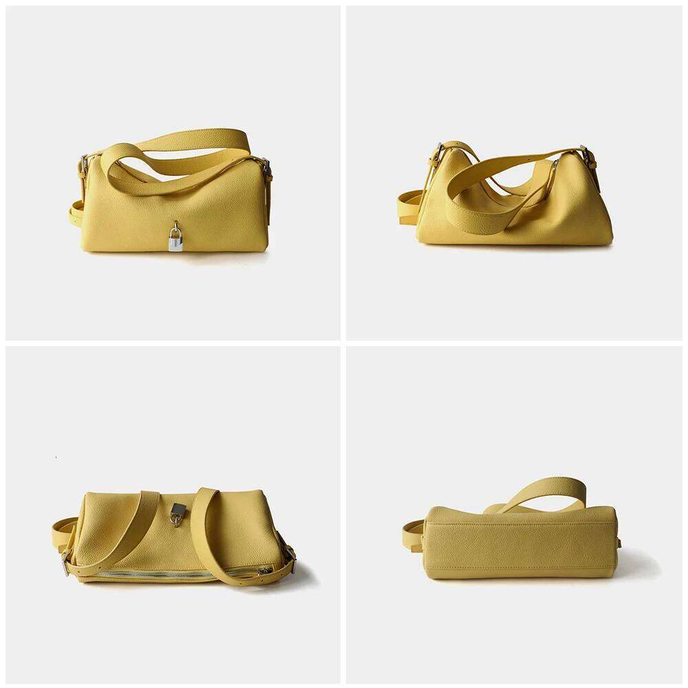 Genuine Women's Free Lettering New One-Shoulder Armpit Soft Leather Oblique Span Pillow Bag High Quality Women