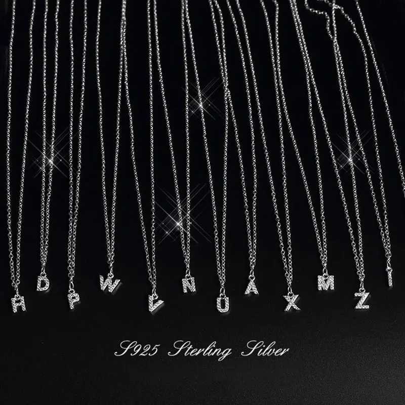 Silver Color Tiny A-Z 26 Alphabet Initial Letters Name Pendant Necklace With Full Shiny Zircon For Girls Best Gift S-N364 W250616