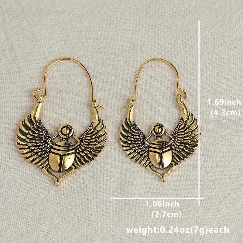 Vintage Metal Beetle Dangle Earrings Retro Western Style Creative Female Ear Ornaments 250610