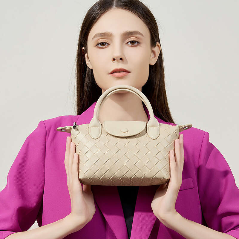 Niche Design Genuine Leather Small Trendy 2025 New Cowhide Woven Women's Dumpling Phone Handheld Crossbody Bag