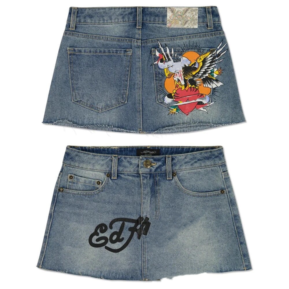 Skirts Y2k Womens Girl Sweet Hip Hop Letter Print Vintage Blue Denim High Waist Slim Gothic Mini Short