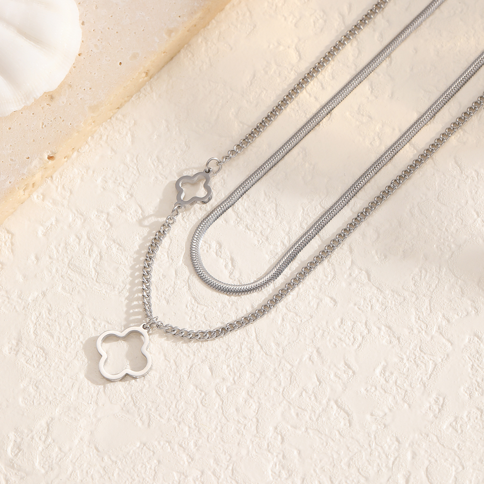 Titanium for Women Hip Hop Ins Stainless Steel Multi-layer Snake Bone Chain Necklace