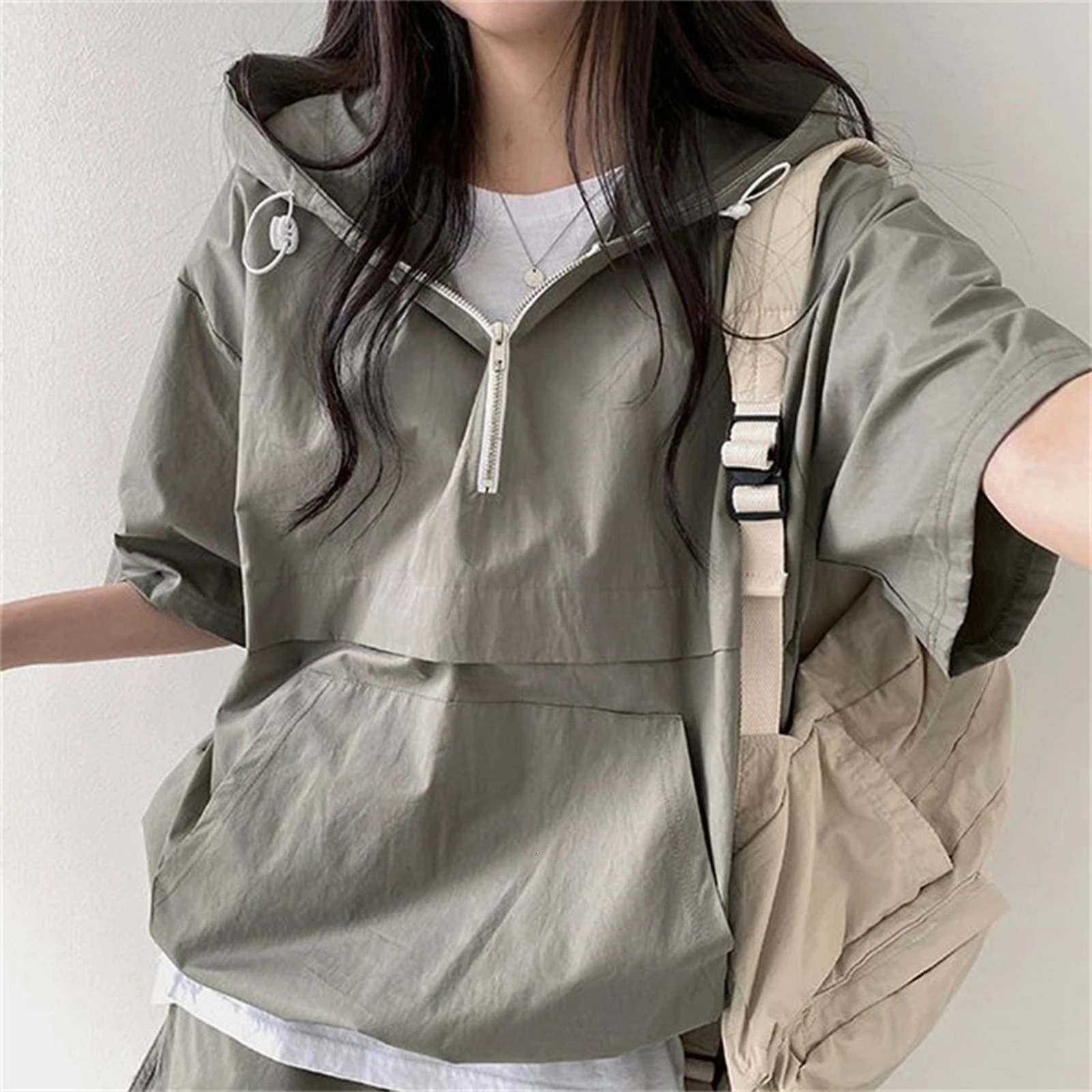 Hoodie Women Suits 2 Pcs Sets Sport Shorts Set Threequarter Sleeve Loose Outfit Elastic Waist Lady Outdoor Tracksuit 250612