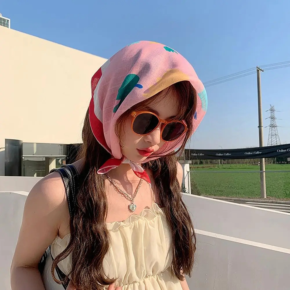 Flower Printed Headscarf Gentle INS Style Sun Protection Headband Towel French Pastoral Style Headband Women 250610