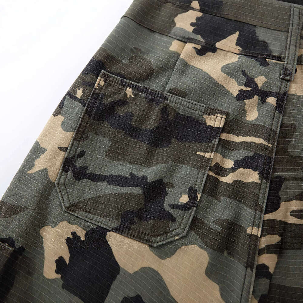25FW Hip-Hop Streetwear Classic Cargo Pants Yellow Turquoise Camouflage Shorts Outdoor Men's Casual
