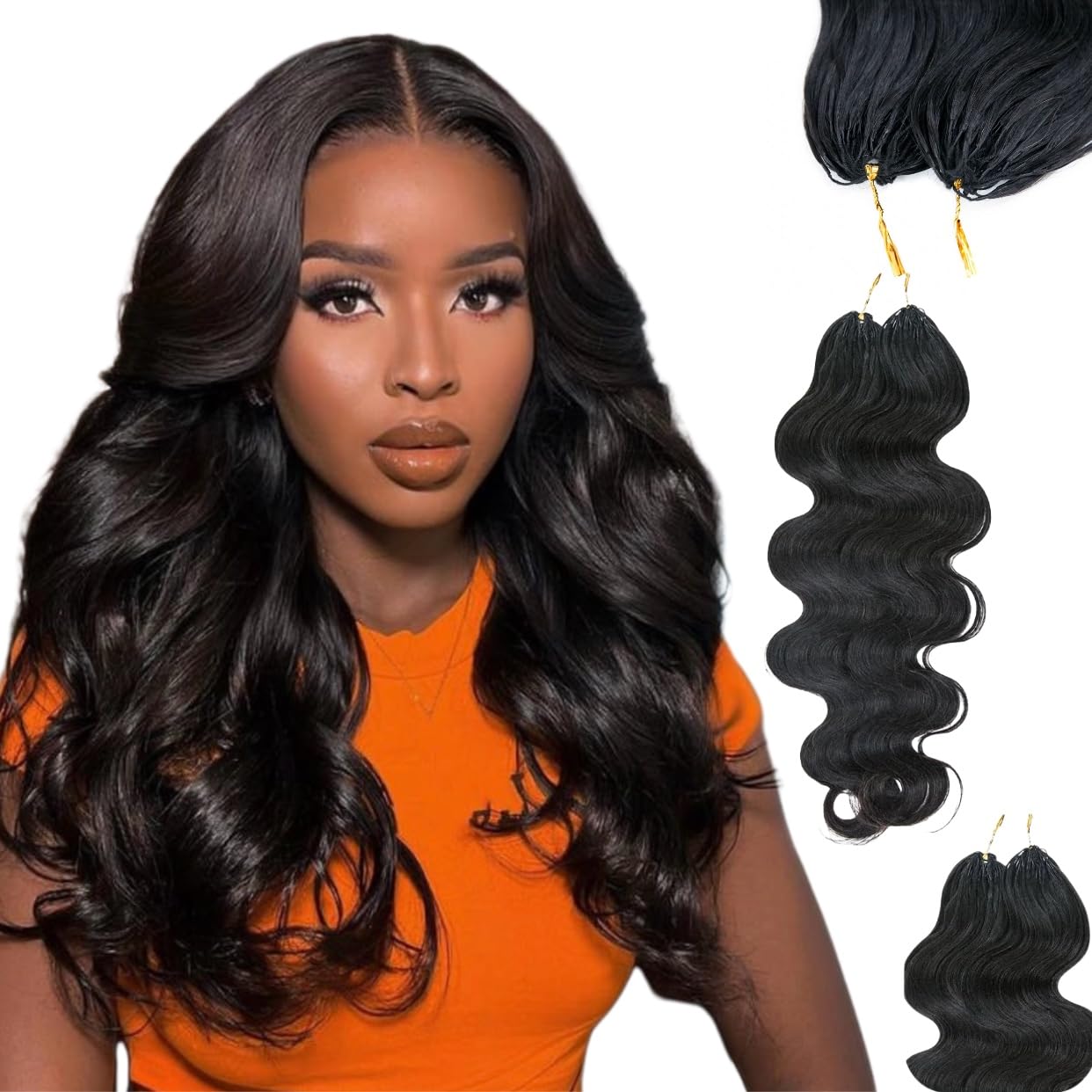 Knotless Pre-Separated Crochet Hair Extensions Human Hair Body Wave Feather Crochet Braid Hair Extensions 100% Human Hair Natural Color 100g/pack