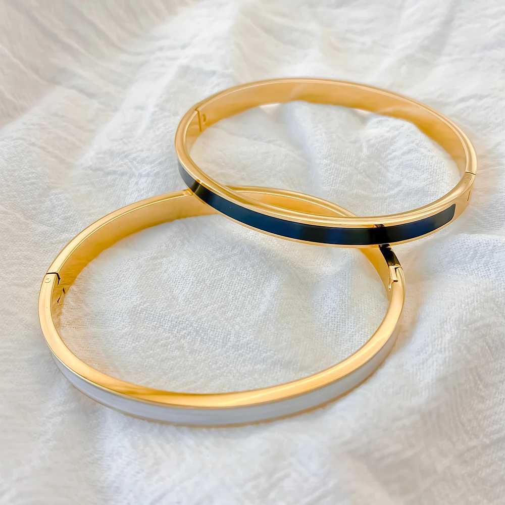 eManco Luxury monochrome Enamel Bangles for Women Party Gift Fashion Bangle Original Stainless Steel Jewelry Z250616