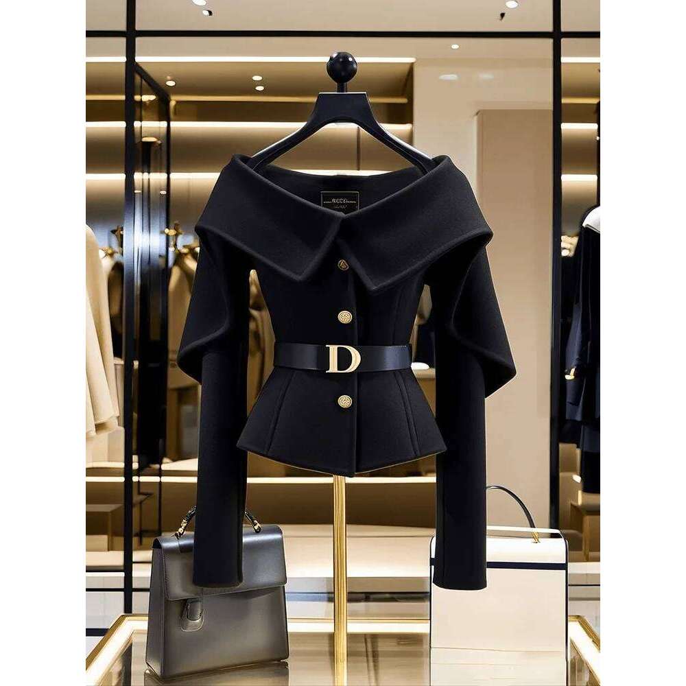 Fashion New For Women Black Long Sleeve Jacket 2024 Spring Autumn Elegant Slim Cardigan Single Breasted Coat Female Tops