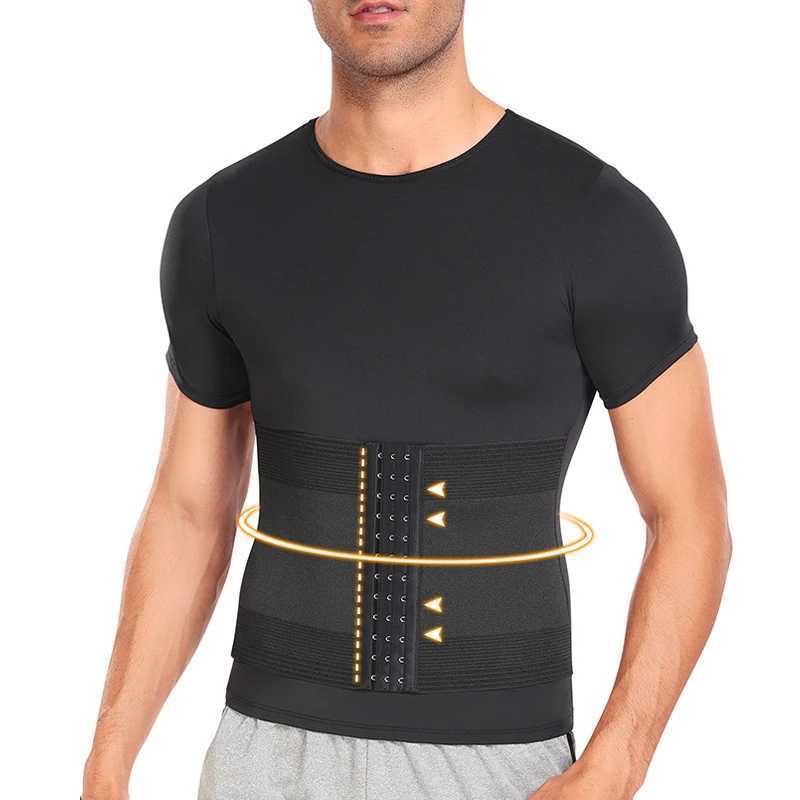 Men Body Shapers Abdomen Tight Fitting Short Sleeve Shirt Shaping Underwear Slimming Belly Tummy T-Shirt Male Modeling Corset W250616