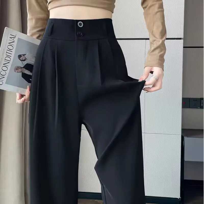 WomenS Loose Spring Summer 2025 New High Waist Wide Legs Slim Casual Trousers Korean Fashion Trend Fe Suit Straight Pants XJ250616