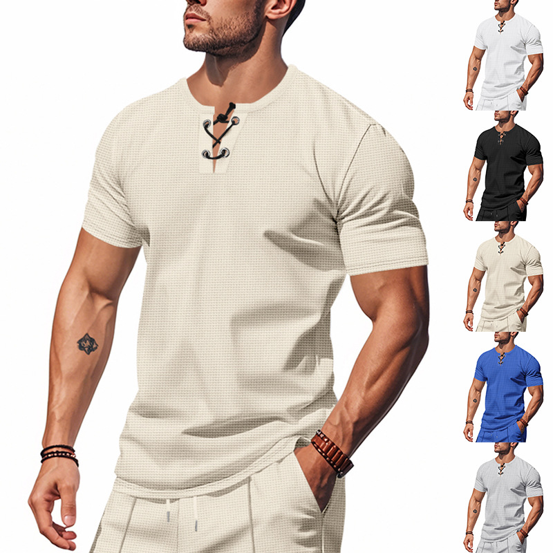Summer men polos loose waffle breathable simple luxury casual short sleeved collar t shirts fashion designer t shirt clothes Apparel Tops tees mens ts