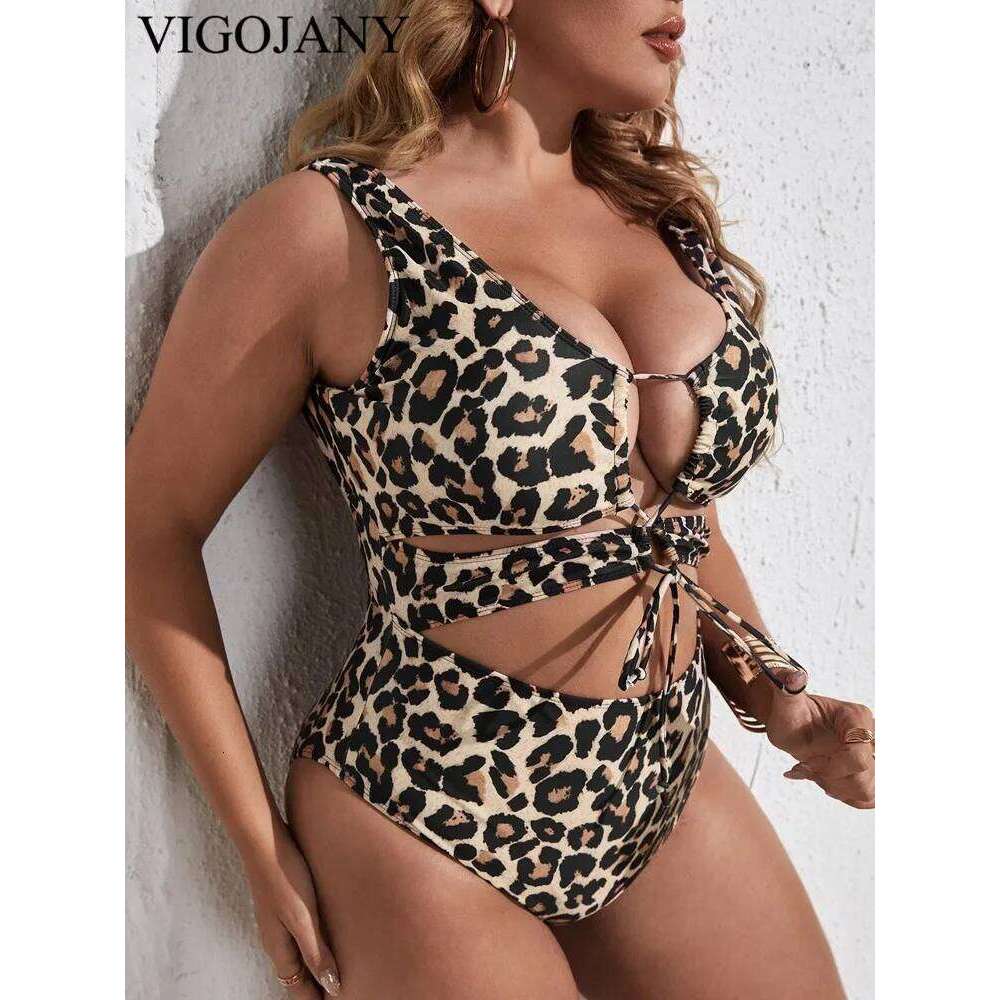 VigoJany 2025 Sexy Push UP Plus Size Swimwear Women Strapped Hollow Large One Piece Swimsuit Backless Beach Big Bathing Suit
