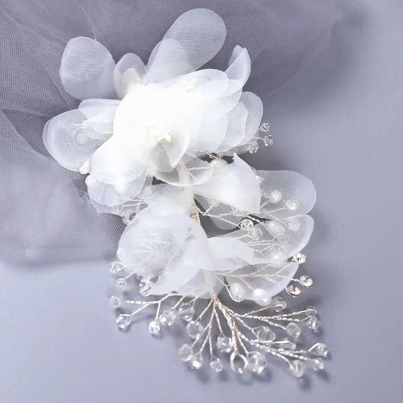 Trendy Silver Color Crystal Flower Hair Clips Hairpin For Women Bride Handamde Bridal Wedding Hair Accessories Jewelry Headpiece 250610