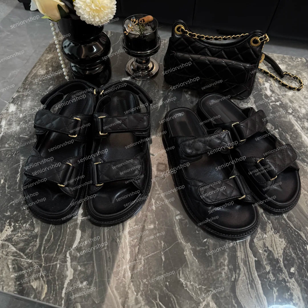 designer sandals slipper Man Women Sandals sliders Crystal Calf leather Casual shoes quilted Platform Summer Comfortable Beach Casual size 35-43