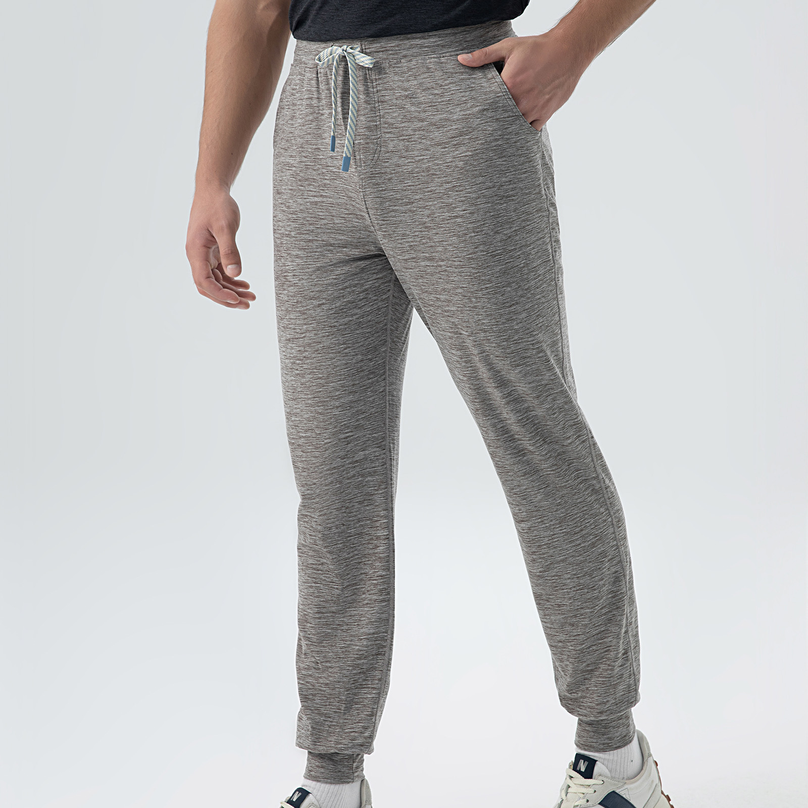 Men's Long Pants in Heather Grey Linen Blend - Casual Elegance with Breathable Texture