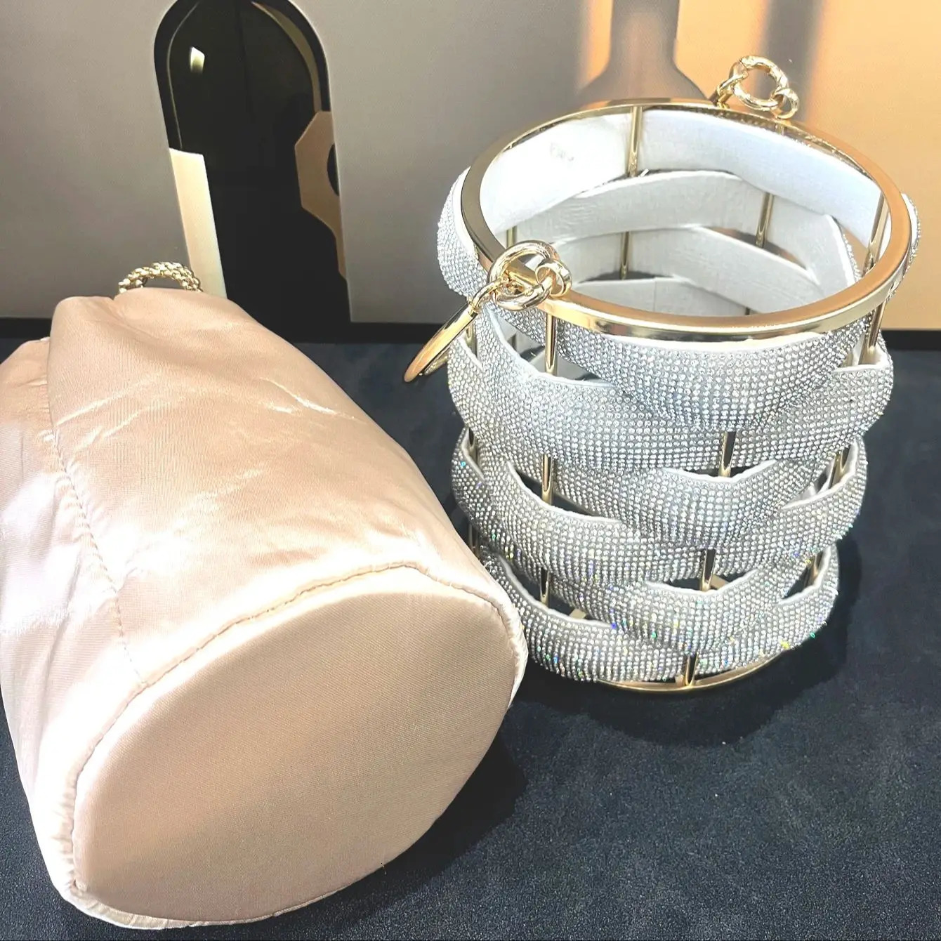 Handmade Rhinestones Evening Clutch Bag Purses and Handbag Luxury Designer Shoulder Shiny Crystal Purse Bucket Bag 250614