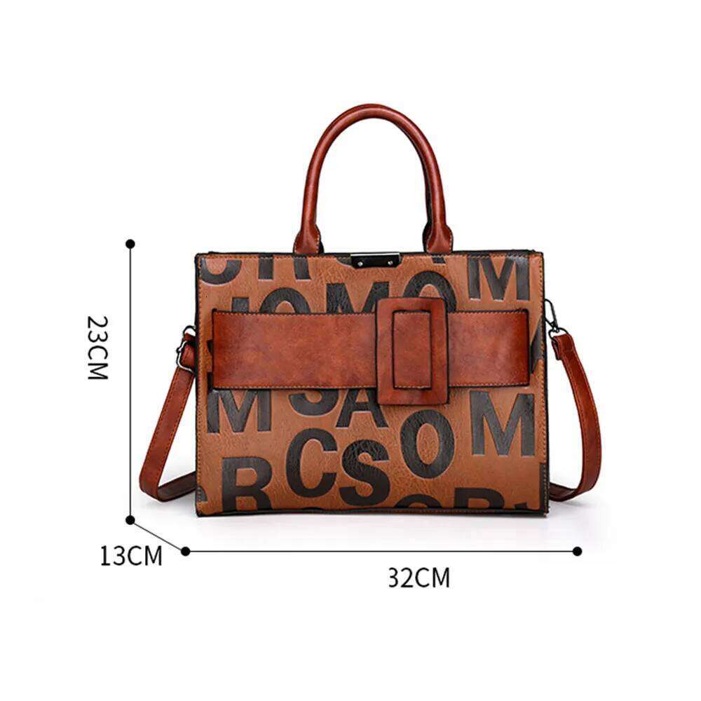 Vintage 3 Sets Leather Letter Big Belt Buckle Handbags Designer High Quality Shoulder Crossbody for Women Tote Bag