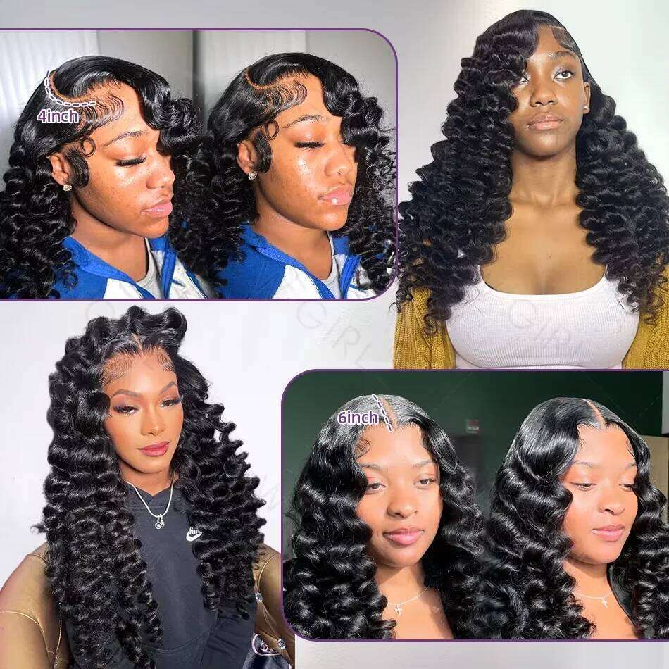 Loose 13x6 HD Frontal 30 40Inch 13x4 Lace Front Human Hair Brazilian Deep Wave 250 220 Density Water Curly Wig
