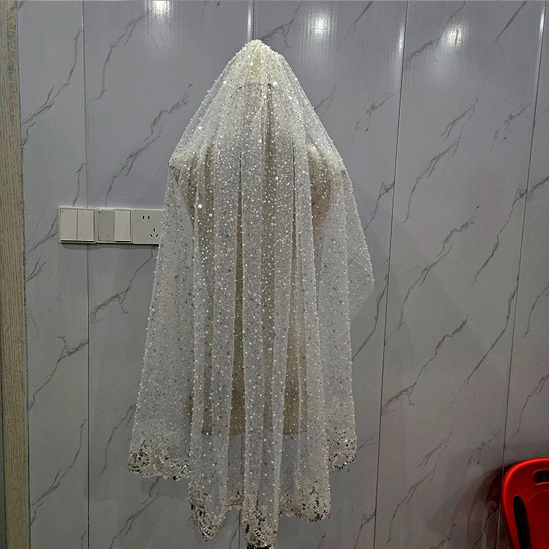 Luminous sequin diamond veil bridal veil church short wedding accessories with hair comb 250610