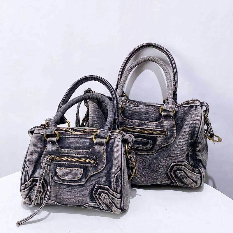 Women's Bags Designer Moto & Biker Denim Pillow Bags For Women Designer Handbag Purses New In Splicing Washing Process Top Handle Shoulder