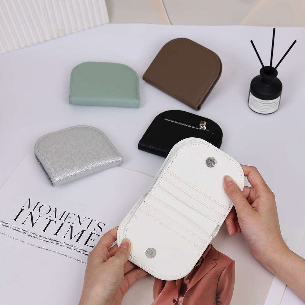 Solid Color Ultra-thin Semi-circle Short Women's Wallet High-end Feel Money Clip Student Mini Coin Purse