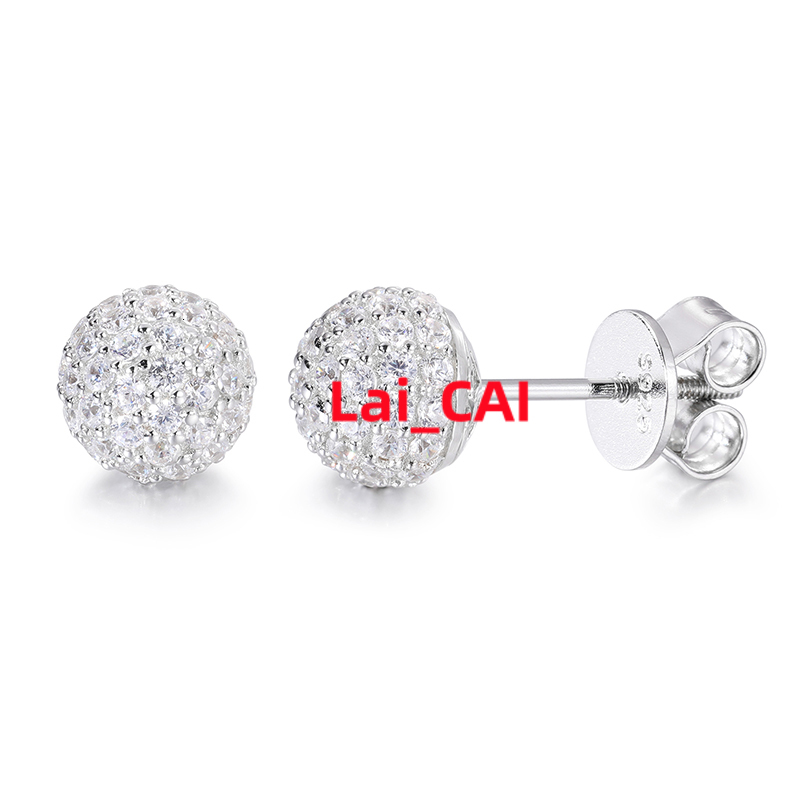 Wholesale High Quality New Fashion Hip Hop 925 Sterling Silver Iced Out Moissanite Round Stud Earrings