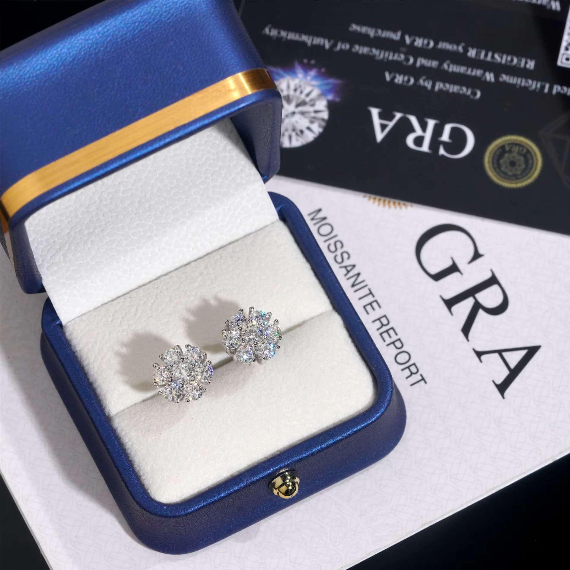 De Flower Design Hip Hop Screw Back Moissanite Stud Earrings Women Men Hip Hop Flower 925 Silver D Color Moissanite Stud Earring