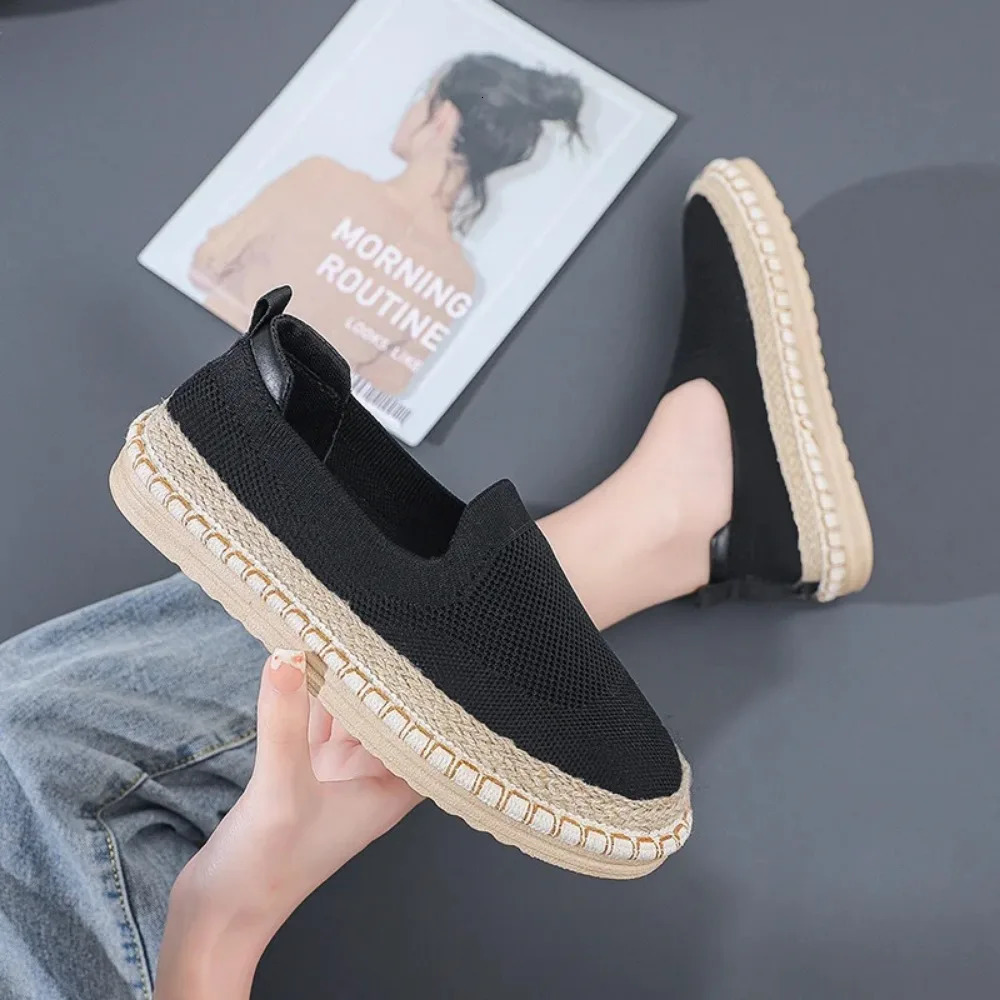 Mesh Thin Fabric Shoes Womens 2025 Casual Versatile Summer Flat Bottomed Fisherman Shoes for Women Loafers Women Flats 250613