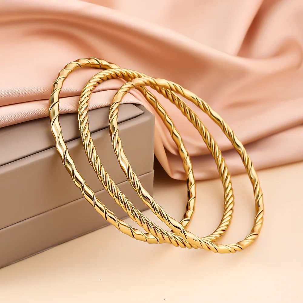 3PCS Stainless Steel for Women 18K Gold Plated Waterproof Wrist Bangle for Girls Daily Jewelry Accessories Gifts Z250616