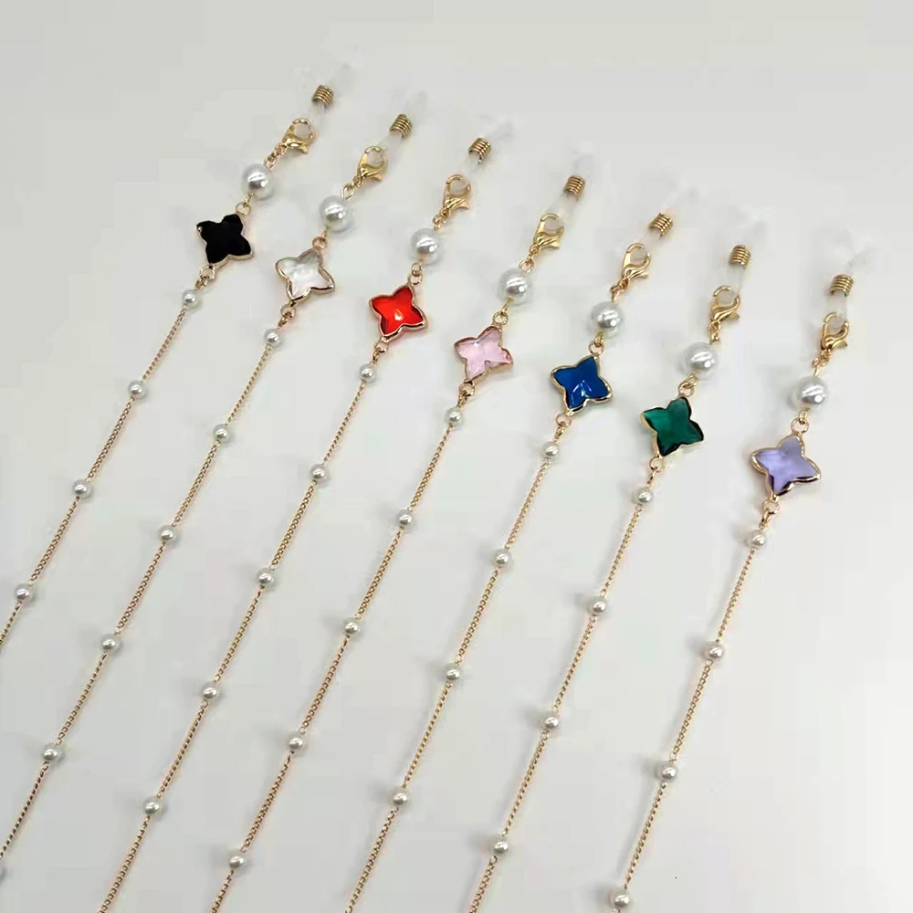 Women Eyeglass Chain Plastic Bead Heart Color Crystal Charm Eyewear Retainer Reading Glasses Holder Strap Mask Hanging Rope 250612