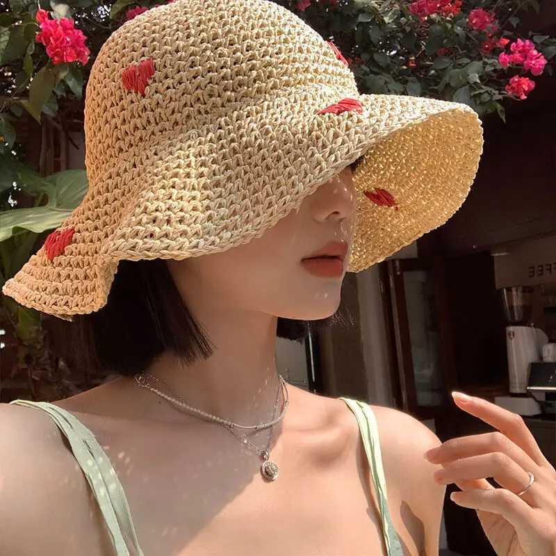 New Arrival New Summer Straw Hat Women Breathable Sun Shading Straw Hat Seaside Vacation Foldable Sun Protection Fisherman Hat U250616