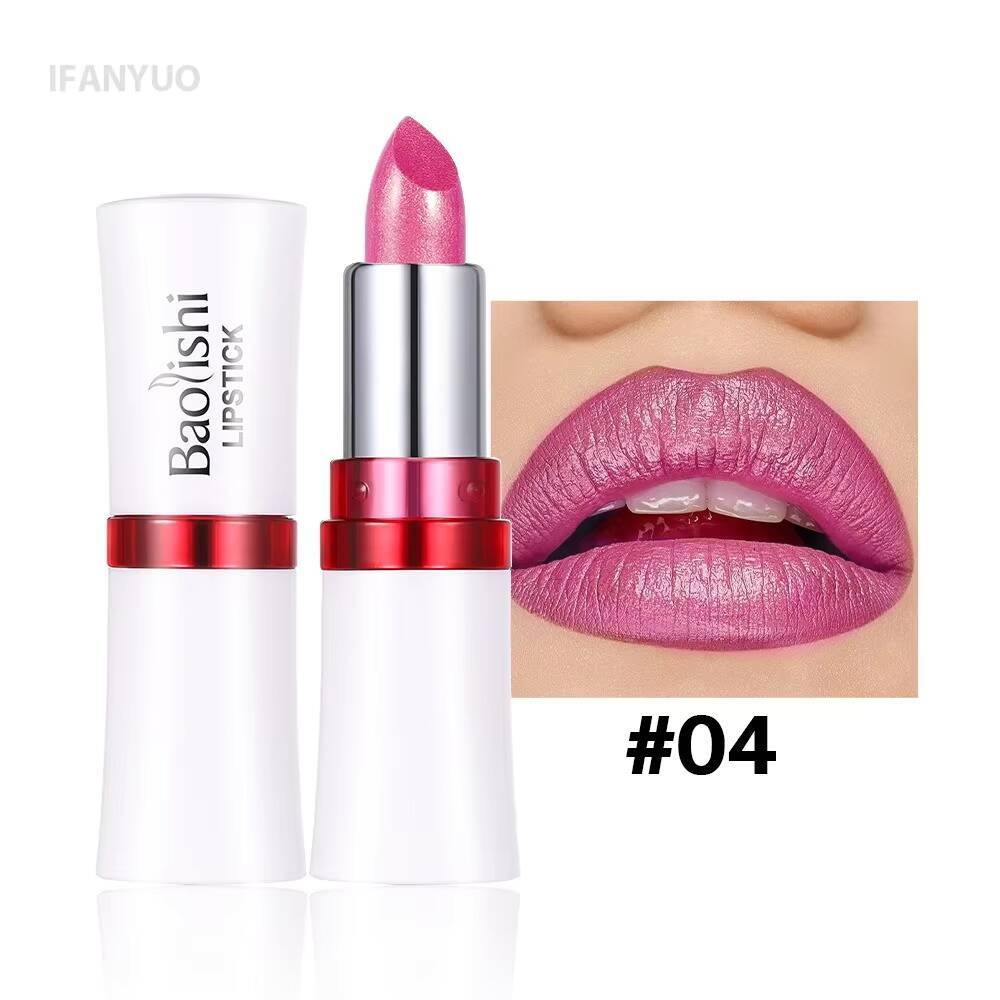 Rose Metallic Lipstick Glitter Lip Glaze Waterproof Long Lasting Moisturize Bright Red Pearlescent Shiny Lipgloss Makeup 12color happy